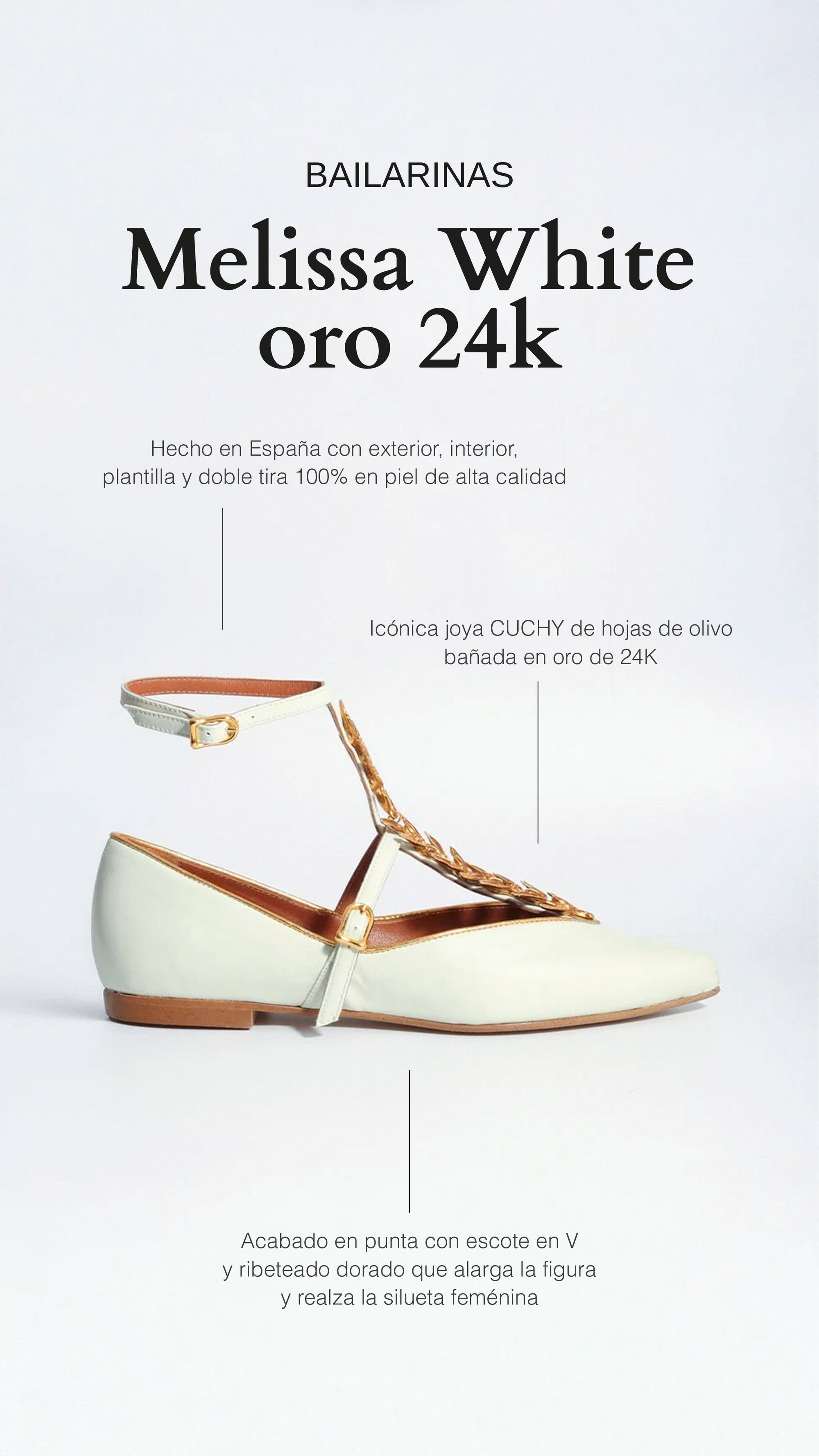 Bailarinas Melissa White oro 24 K - cuchy.es