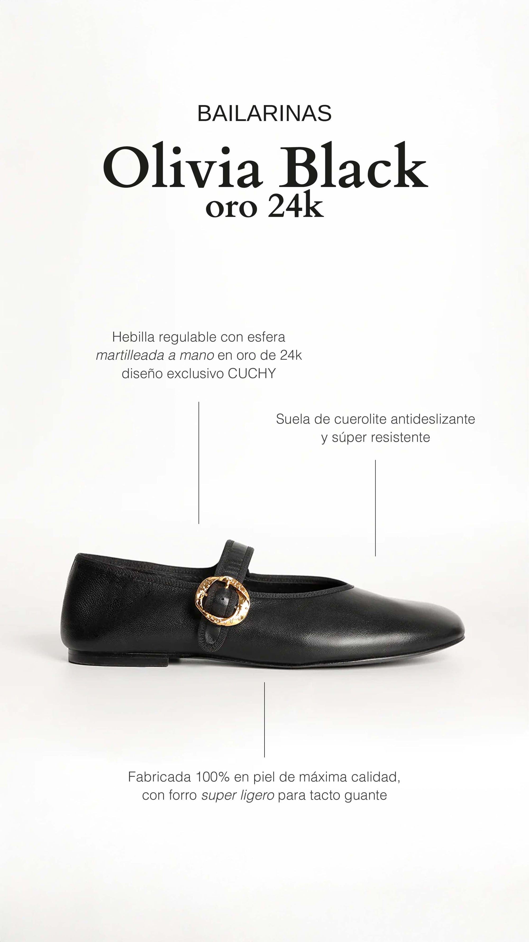 Bailarinas Olivia Black oro 24K - cuchy.es
