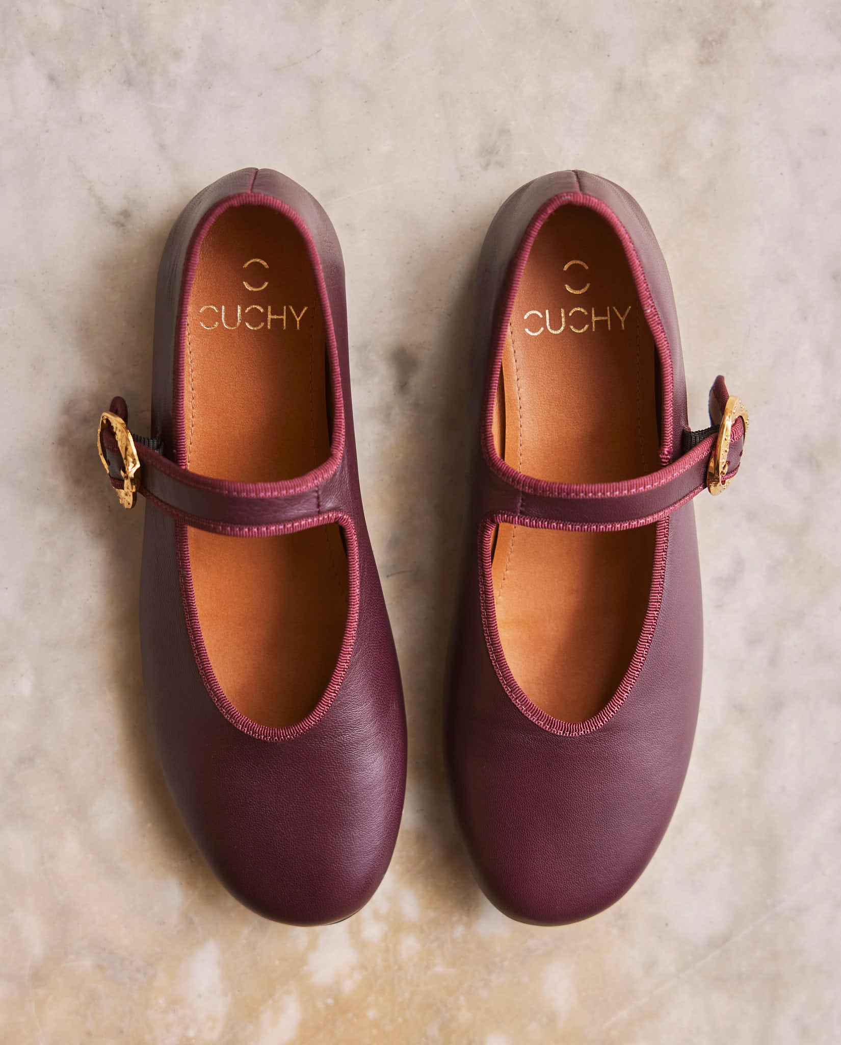 Bailarinas Olivia Burdeos oro 24K - cuchy.es