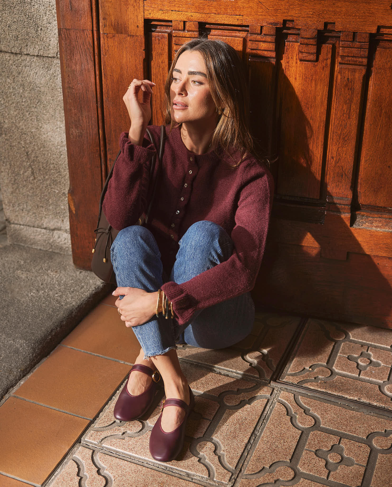 Bailarinas Olivia Burdeos oro 24K - cuchy.es