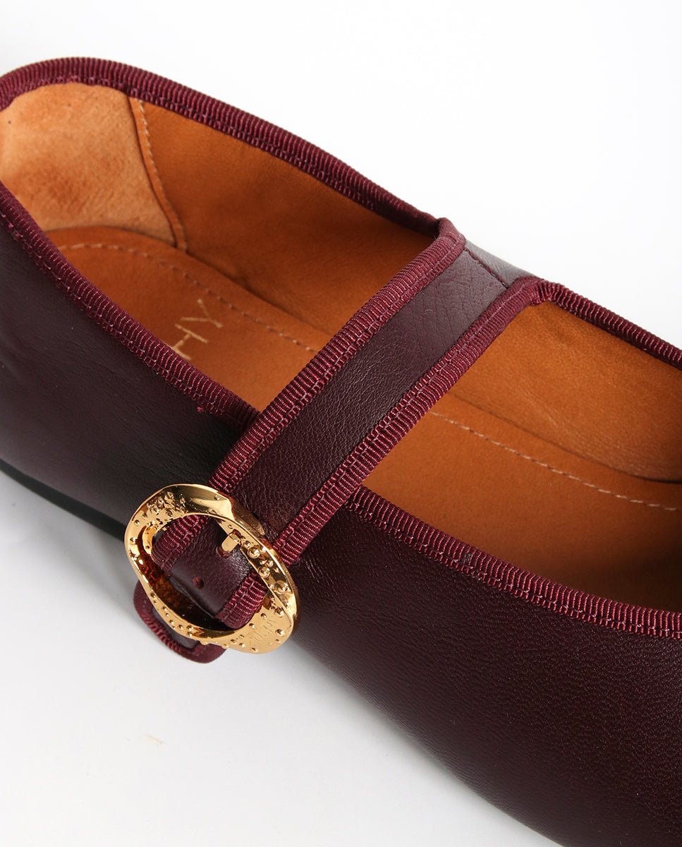 Bailarinas Olivia Burdeos oro 24K - cuchy.es