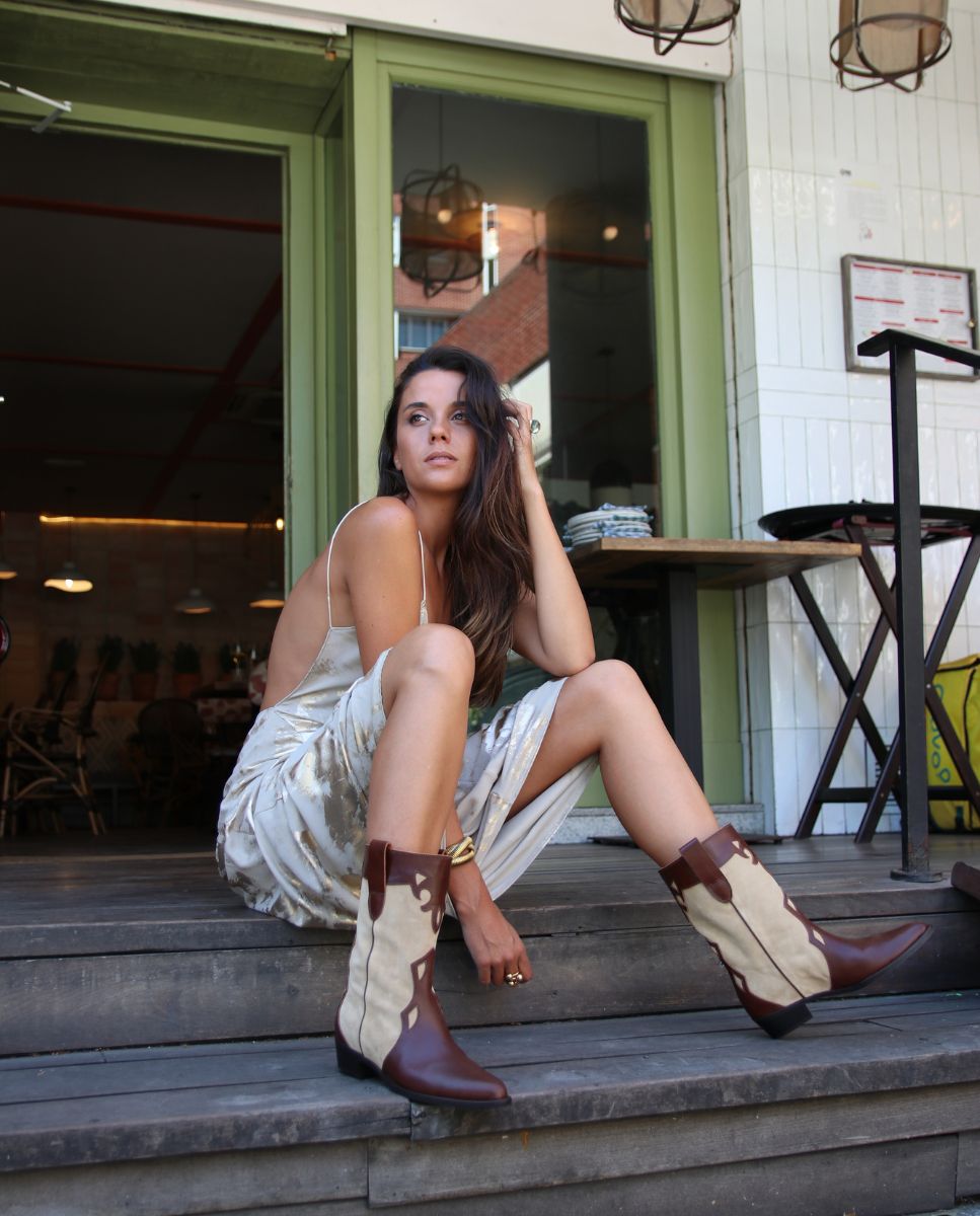 Western leather boot | Molly Saddle & Beige