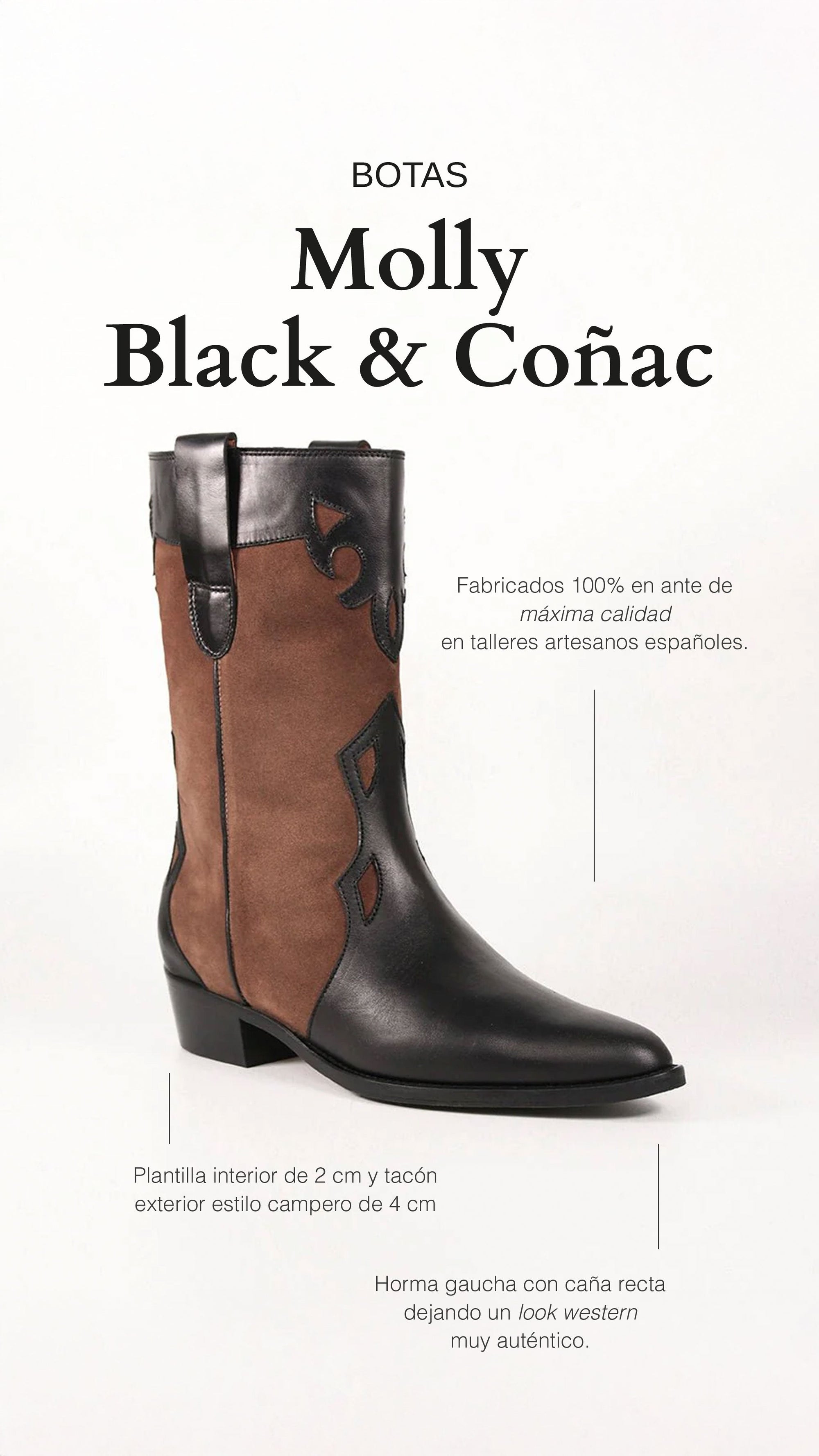 Bota Molly black y coñac - cuchy.es