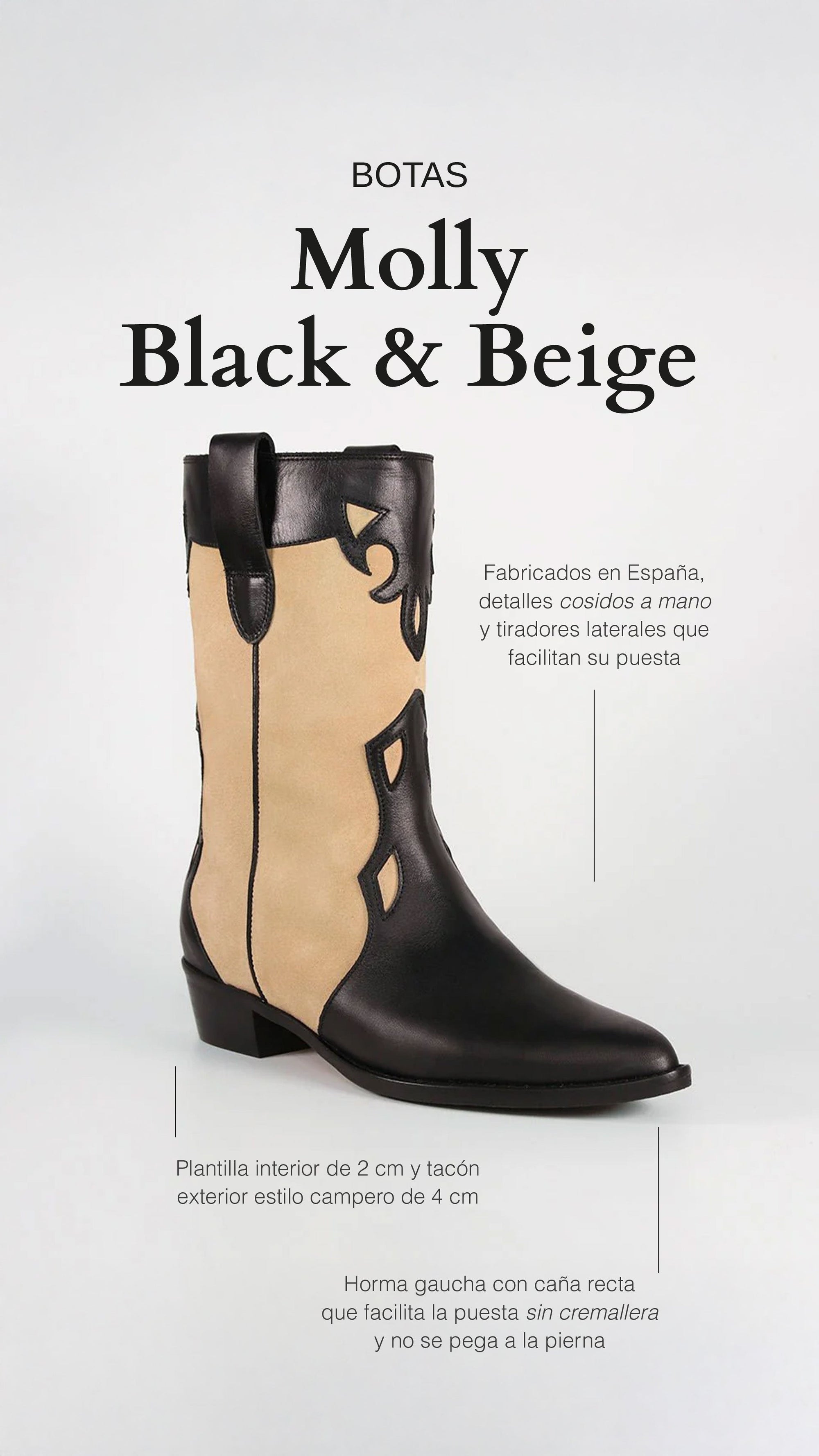 Botas Molly Black y Beige - cuchy.es