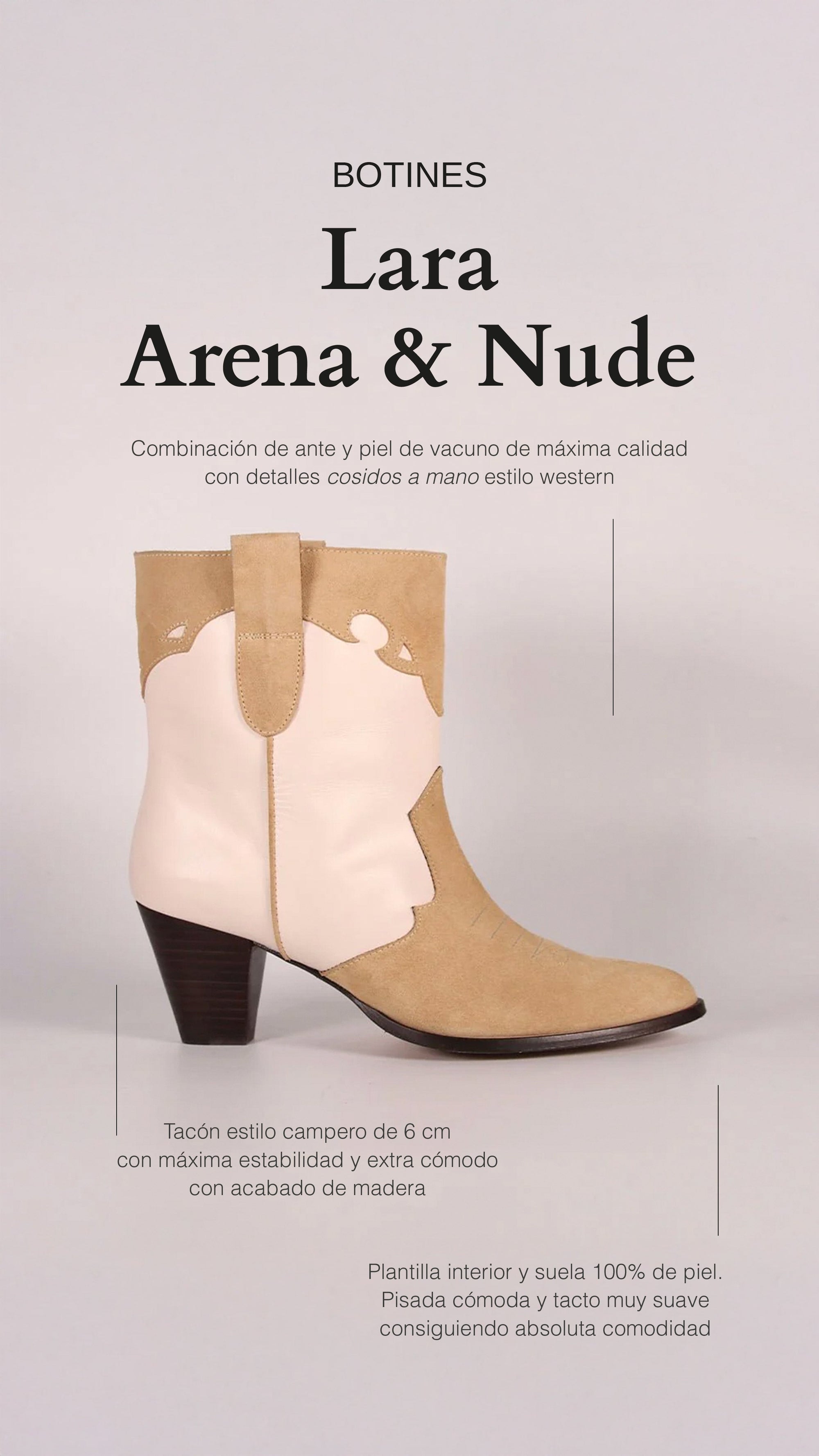 Botines Lara Arena & Nude - cuchy.es