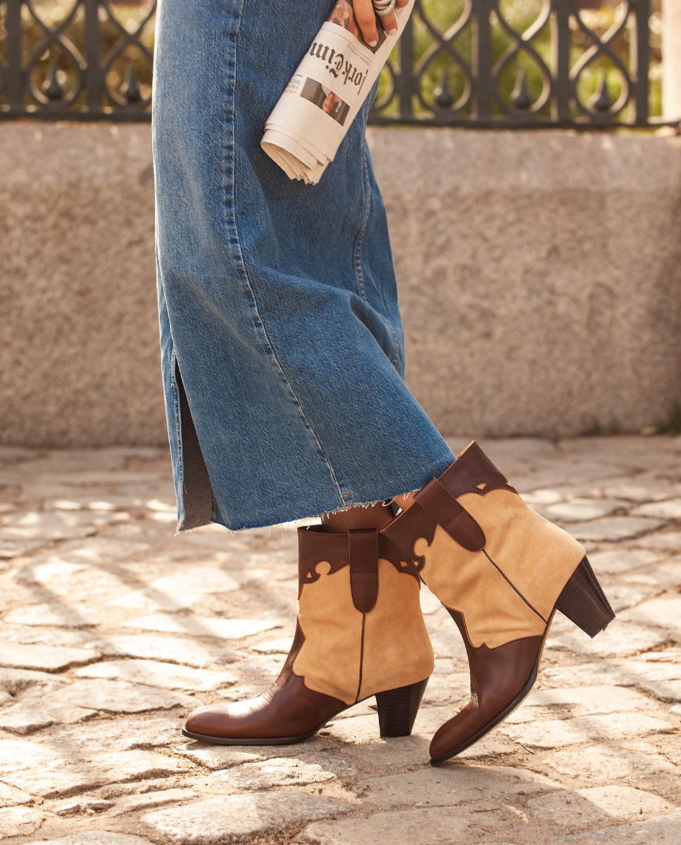 Botines Lara marrón & Beige - cuchy.es