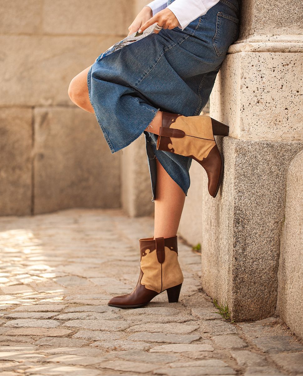 Botines Lara marrón & Beige - cuchy.es