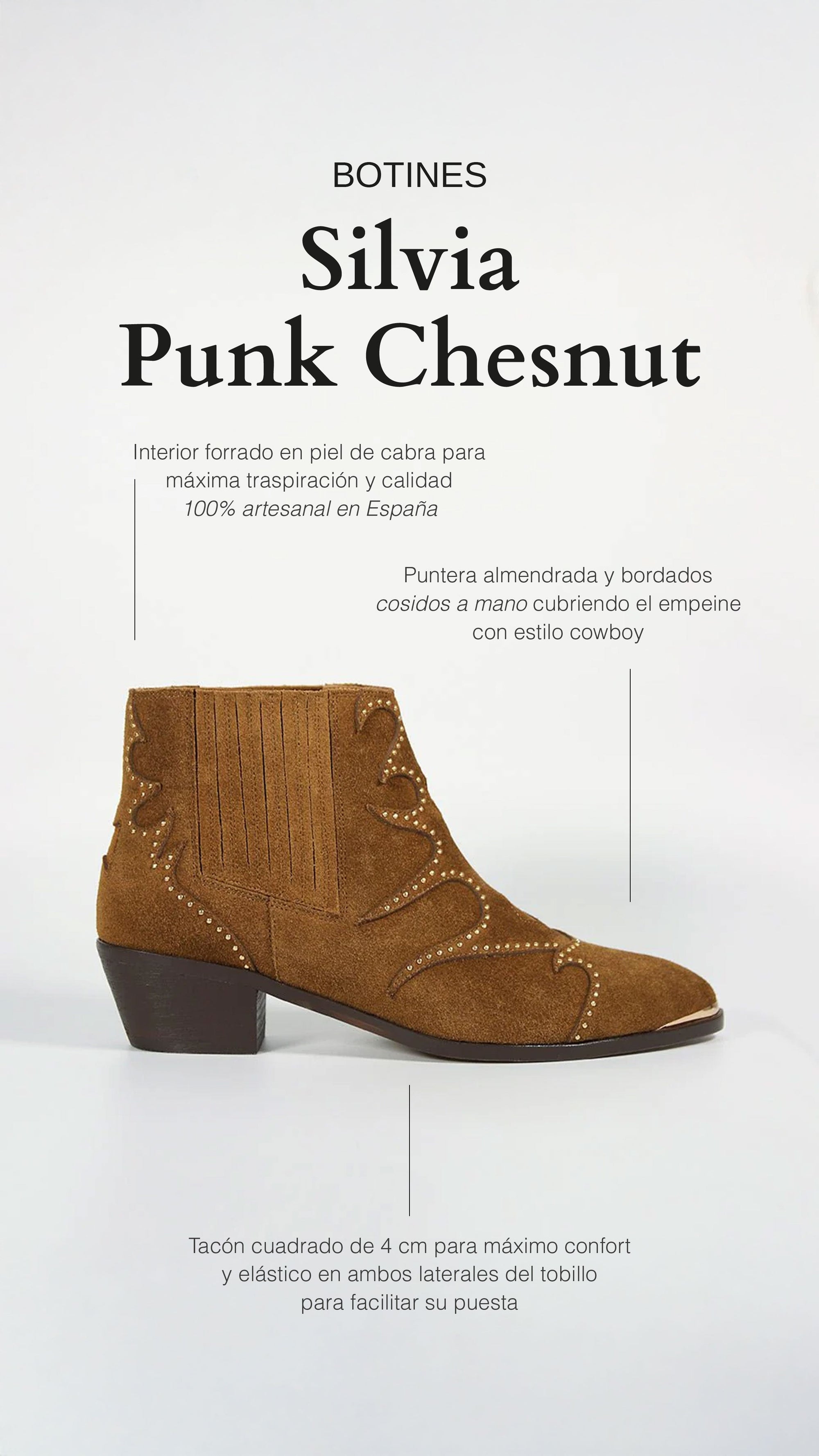 Botines Silvia Punk Chestnut - cuchy.es