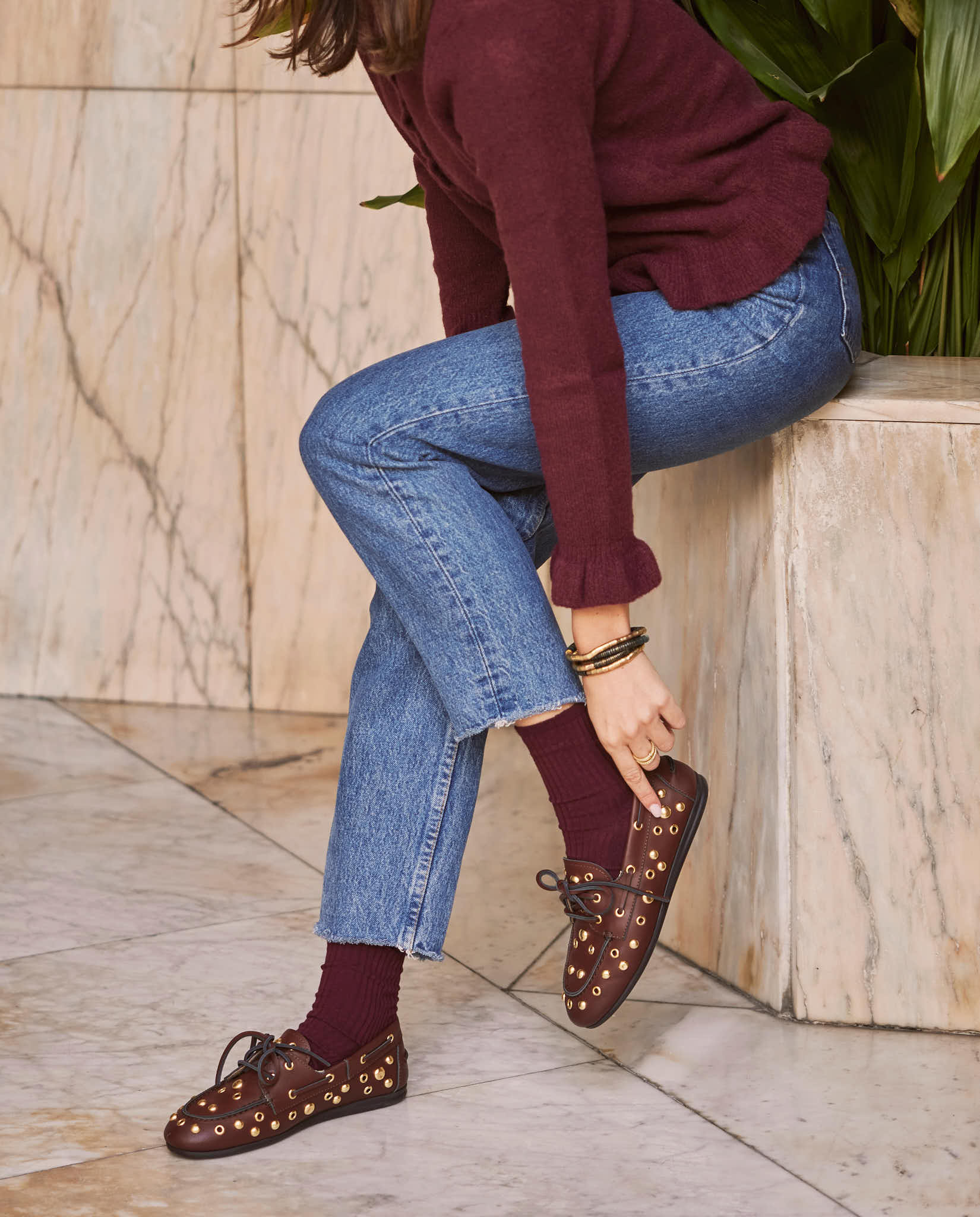 Mocasines Adele Burdeos oro 24k - cuchy.es