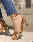 Sandalias de tacón Gisele Mirror Gold - cuchy.es