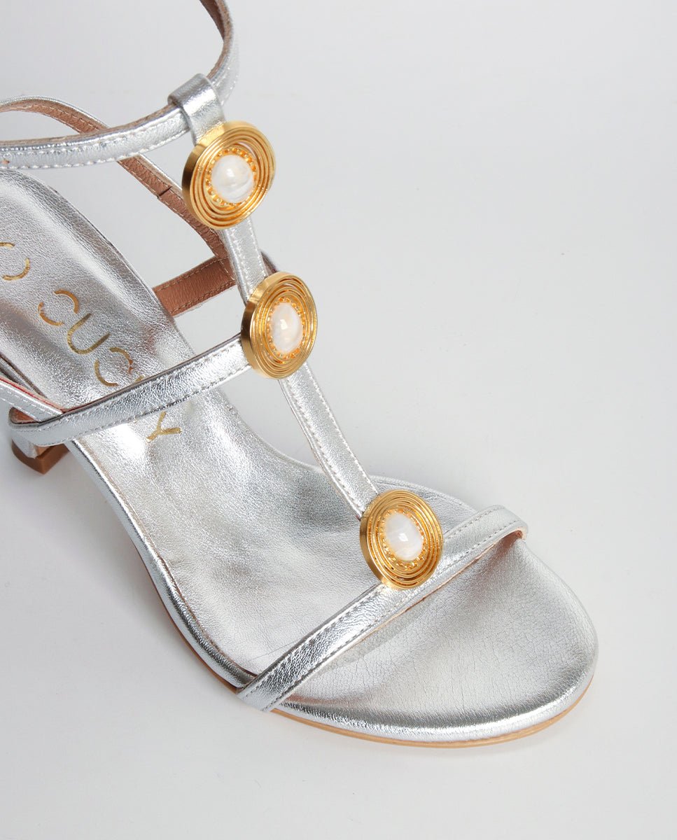 Sandalias de tacón Penélope Silver - cuchy.es