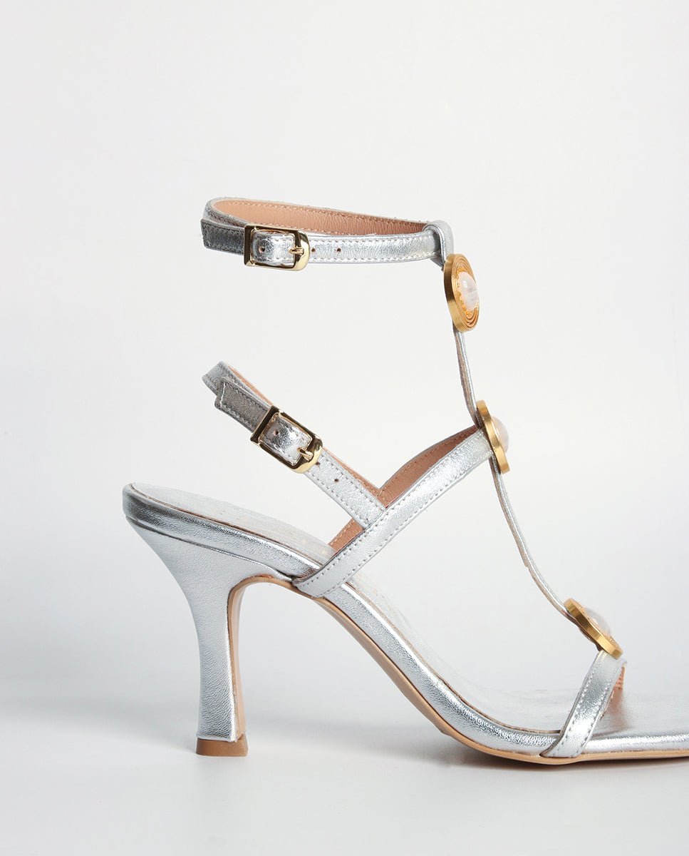 Sandalias de tacón Penélope Silver - cuchy.es