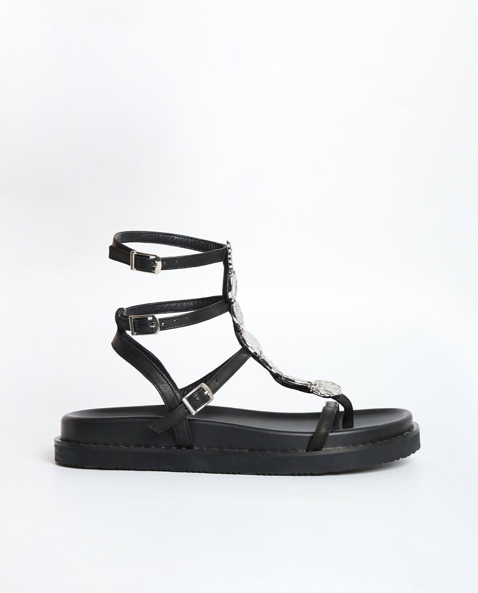 Sandalias Nysa Plataforma BIO Silver Black - cuchy.es