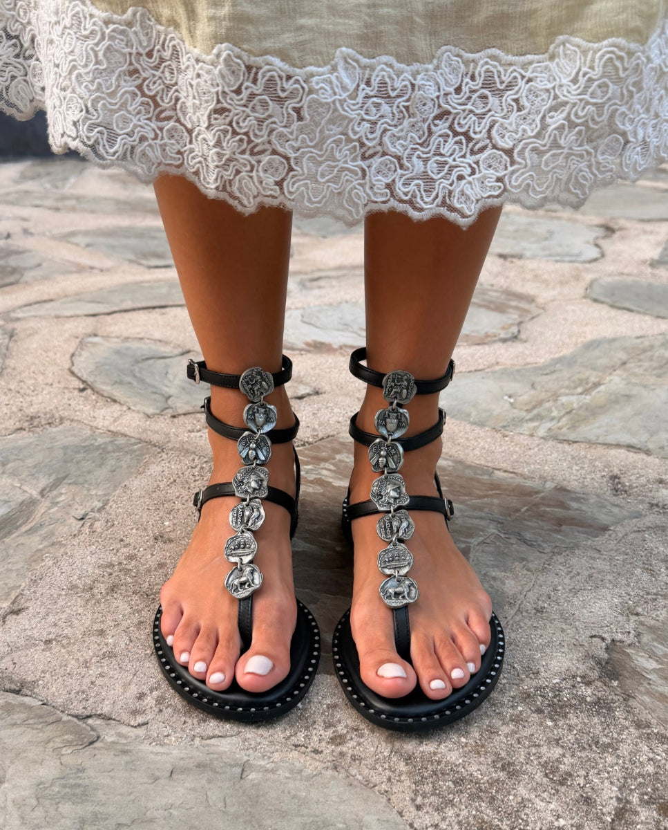 Sandalias Plaka Silver Black
