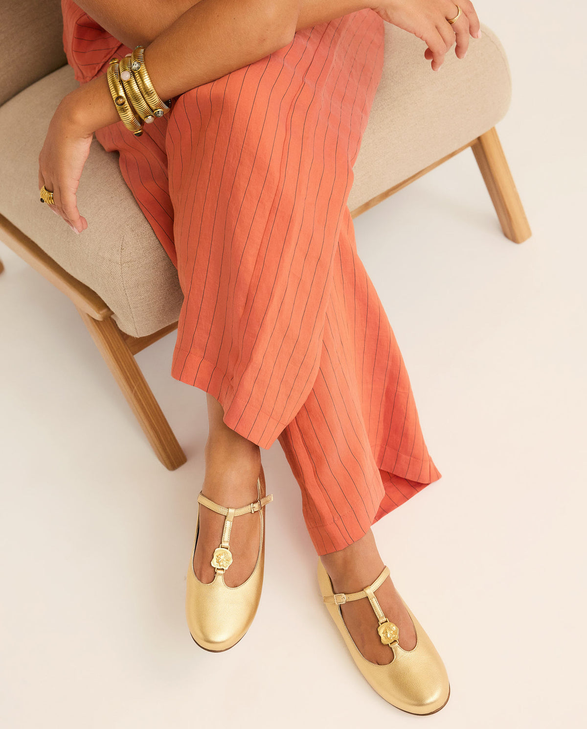 Maia Gold Ballerinas