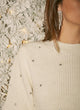 Knitted sweater with Strass rhinestones | olivia white