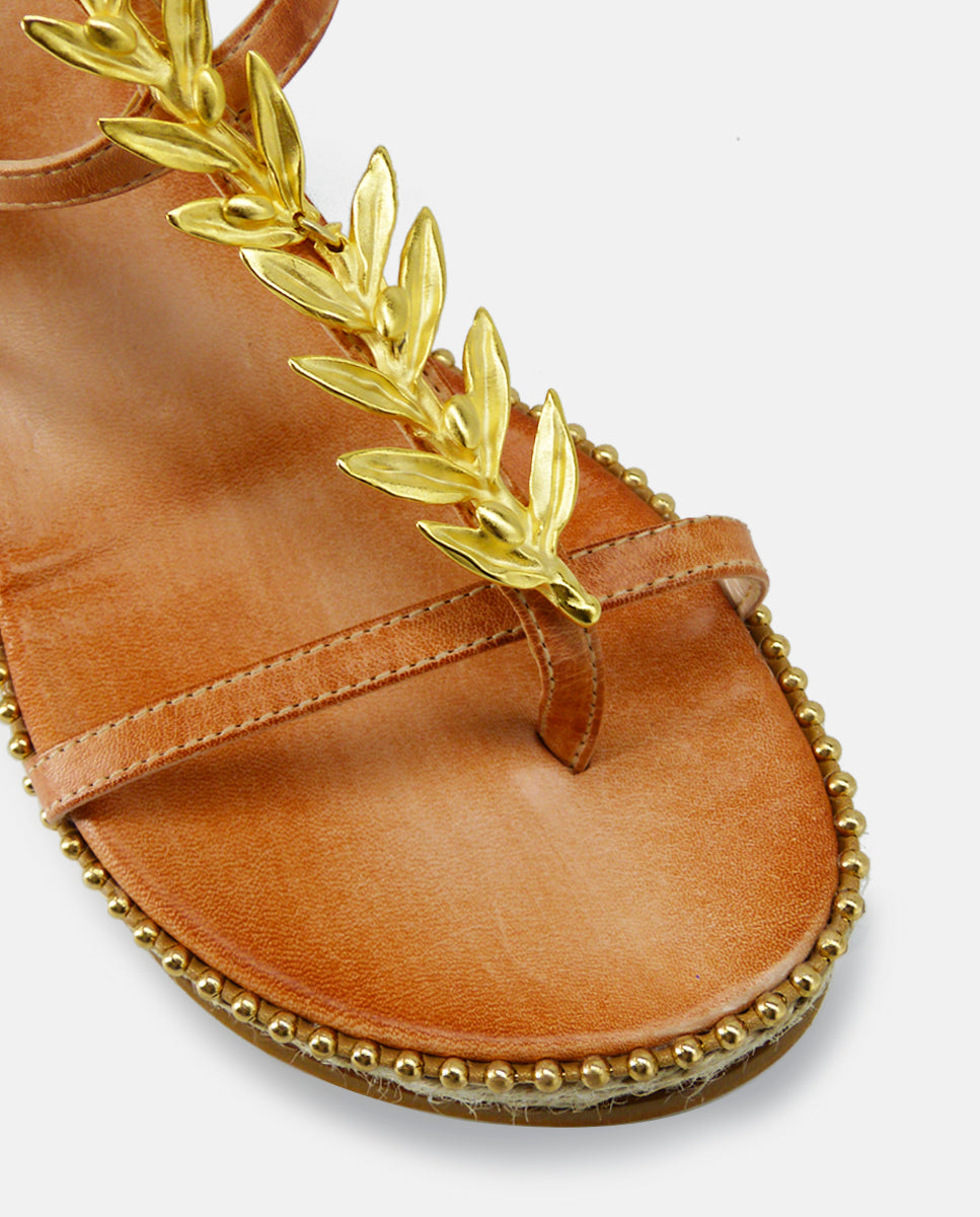 Greek leather sandals | Agape Natural Wedge