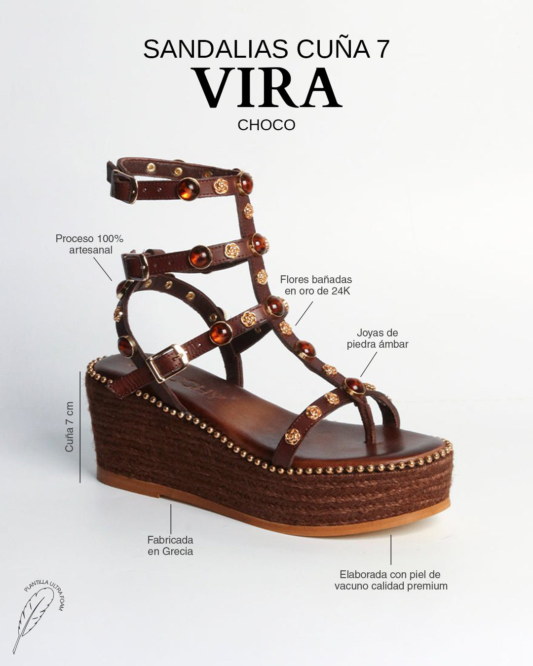 Vira Wedge 7 Chocolate Sandals