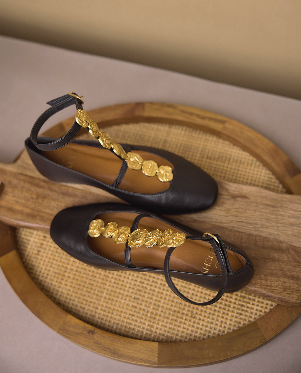 Elara Black Ballerinas