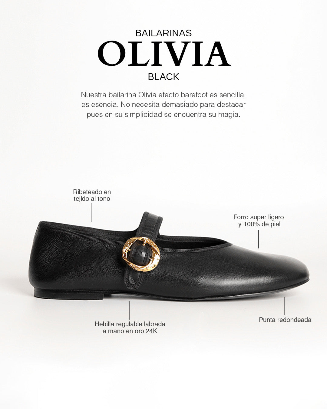 Bailarinas Olivia Black oro 24K