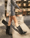 Western leather and suede heeled boot | Amelie Total Black