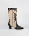 Western leather and suede heeled boot | Amelie Black and Beige