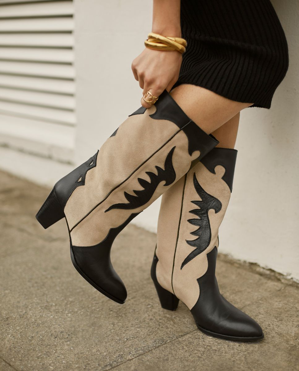 Botas Amelie Black y Beige