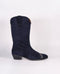 Studded Suede Western Boots | Manuela Navy