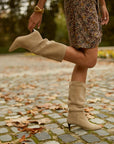 Beige suede boot | Vertices White