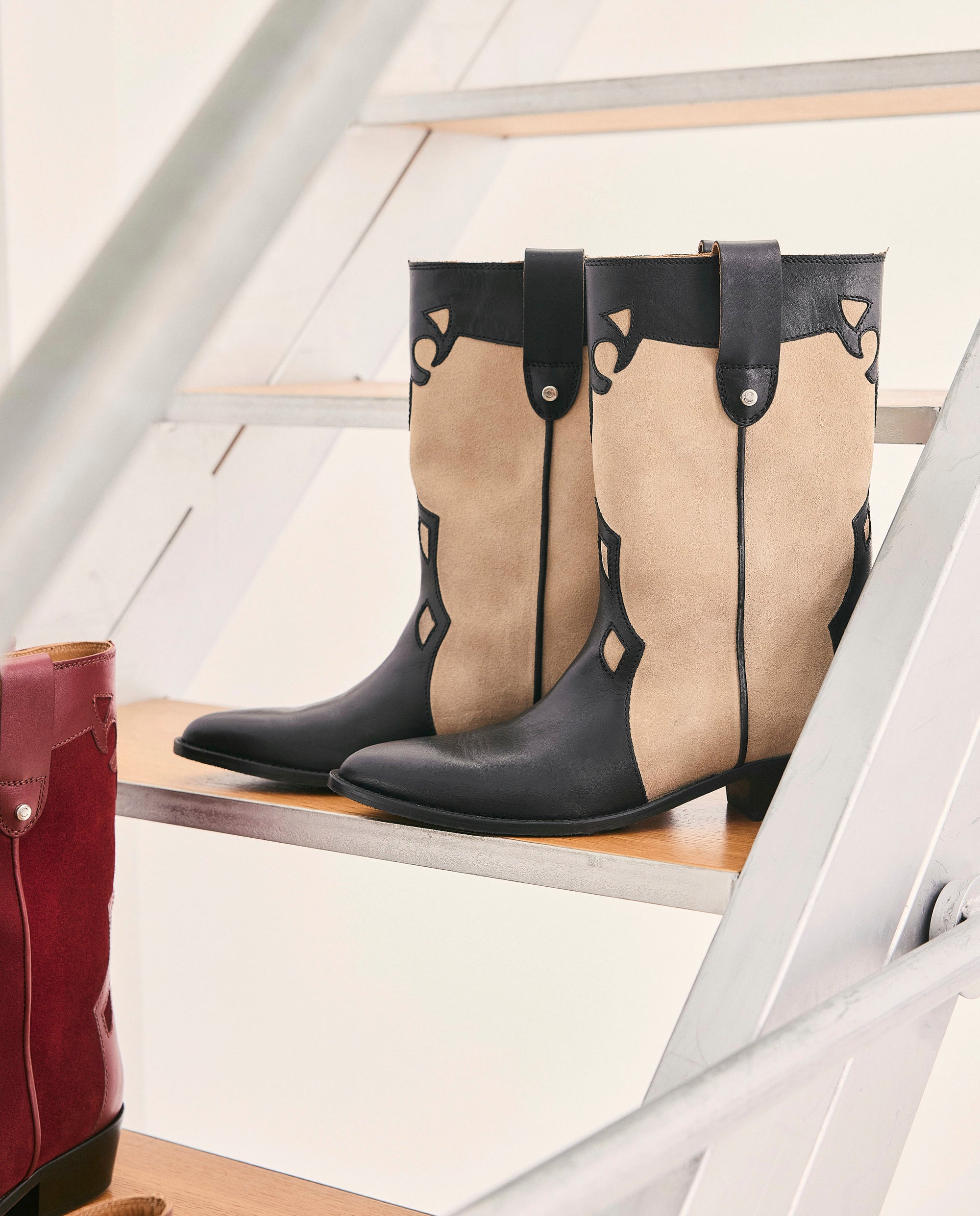 Botas Molly Black y Beige