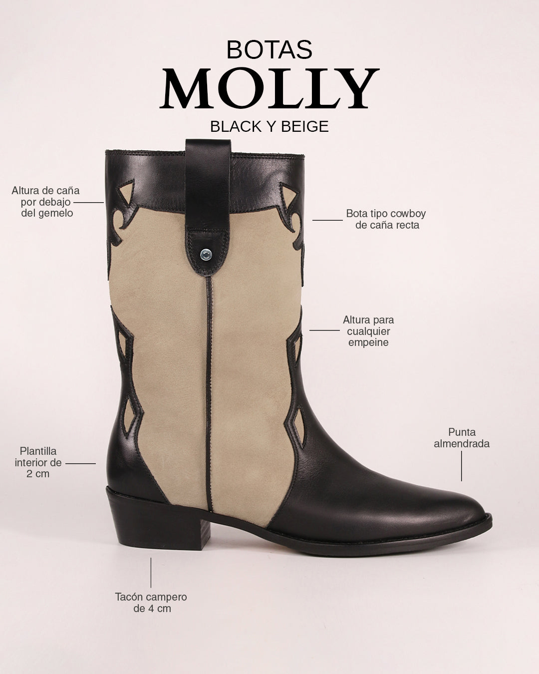 Botas Molly Black y Beige