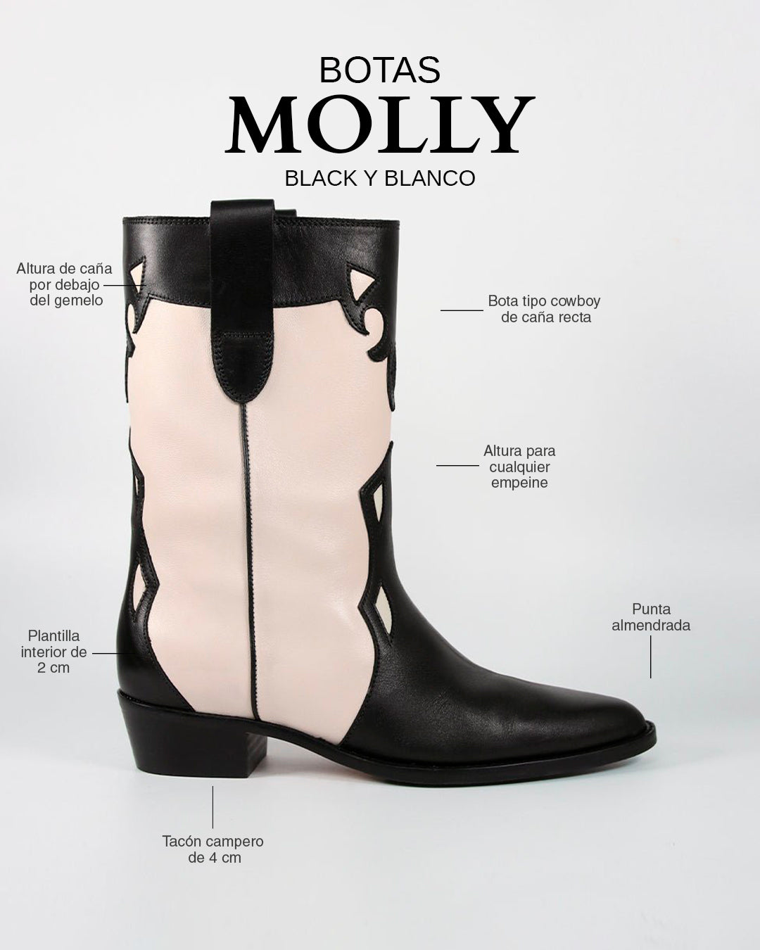 Molly Black and White Boots