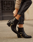 Leather heeled ankle boot | Elise Black