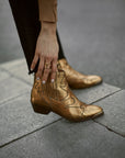 Western leather ankle boot | Silvia Metal Gold