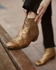 Western leather ankle boot | Silvia Metal Gold