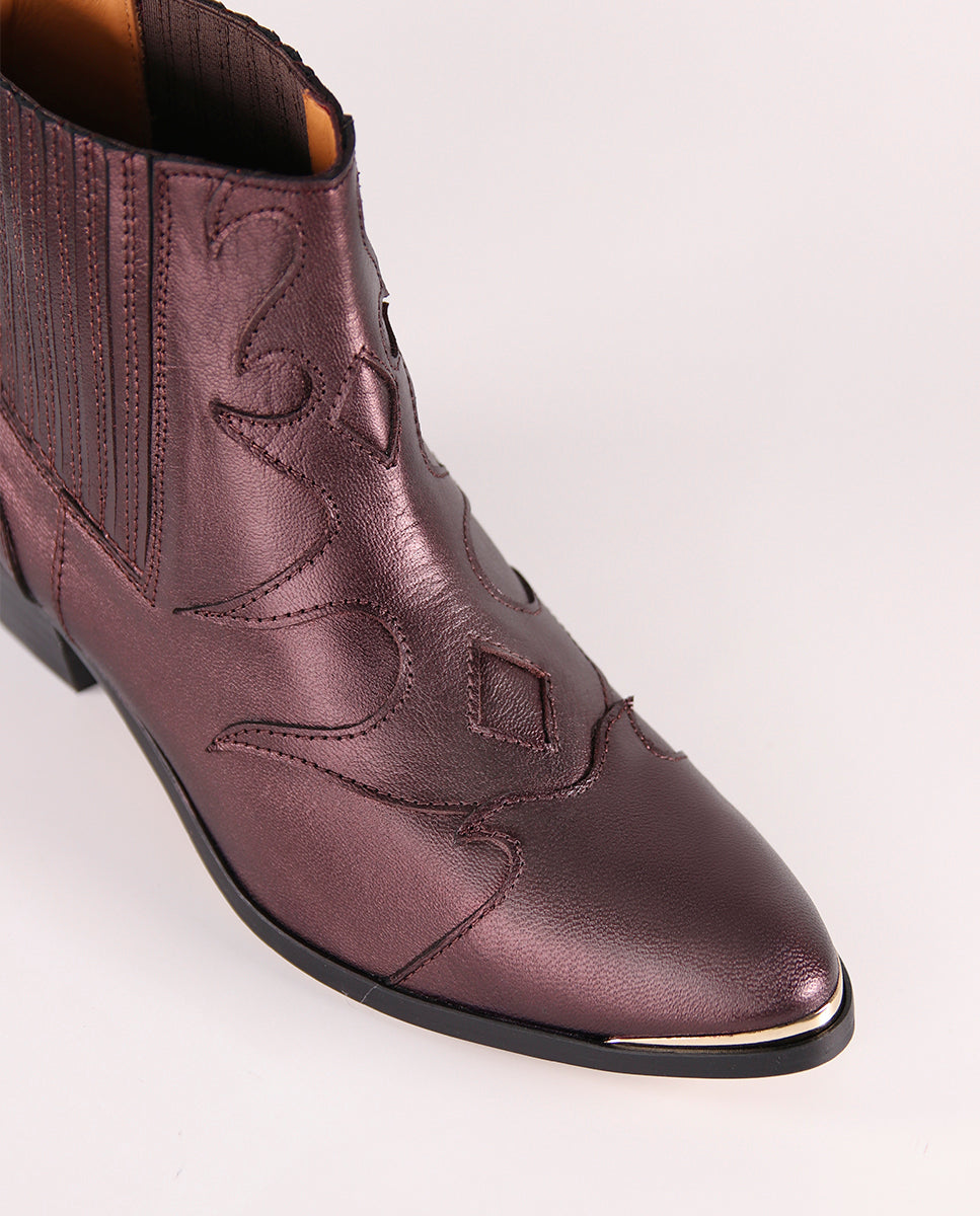 Botines Silvia Metal Burgundy