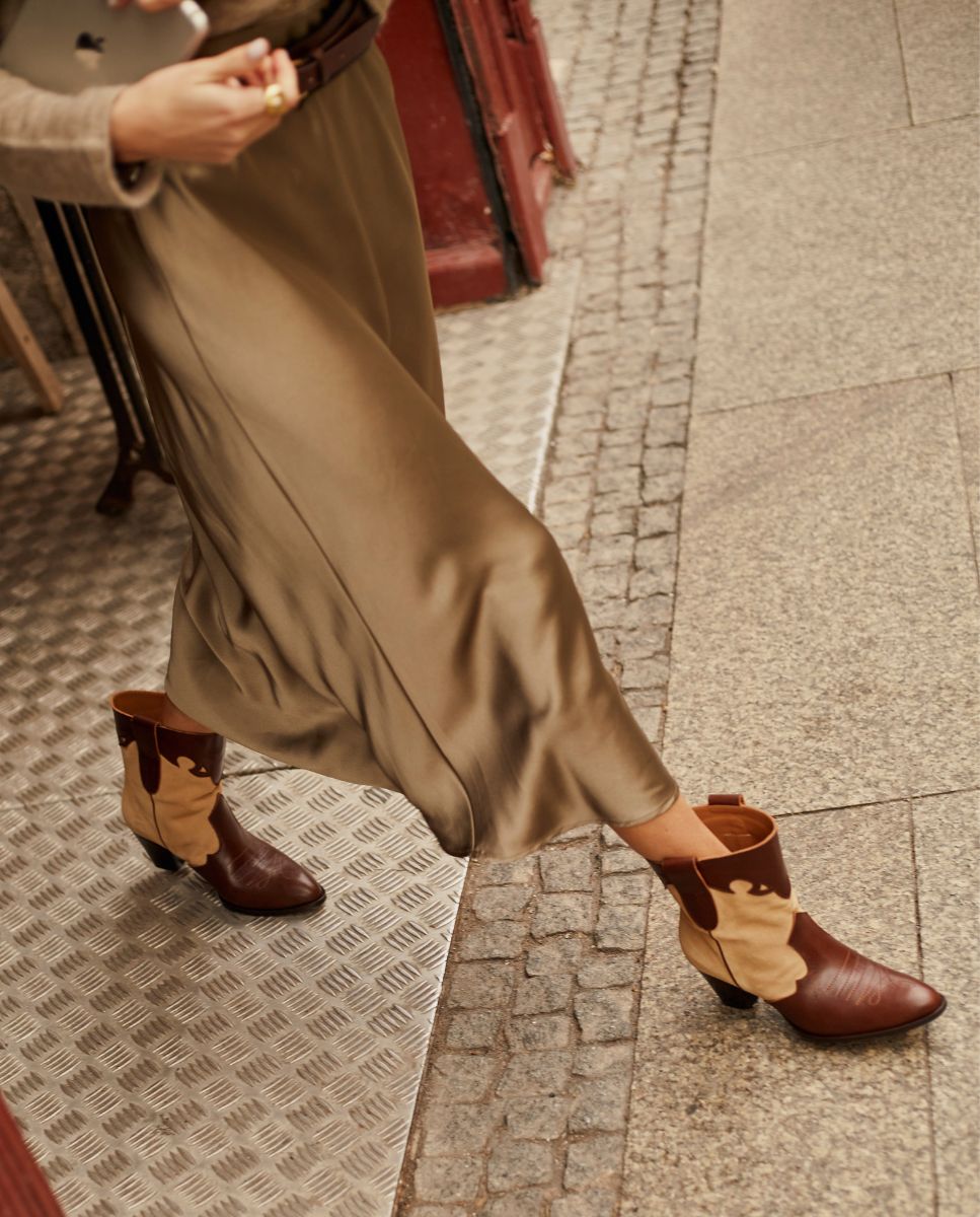 Botines Lara marrón &amp; Beige