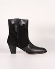 Leather heeled western ankle boot | Lara Total Black