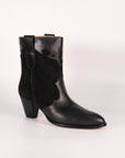 Leather heeled western ankle boot | Lara Total Black