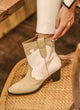 Western heeled leather ankle boots | Lara Sand & Nude