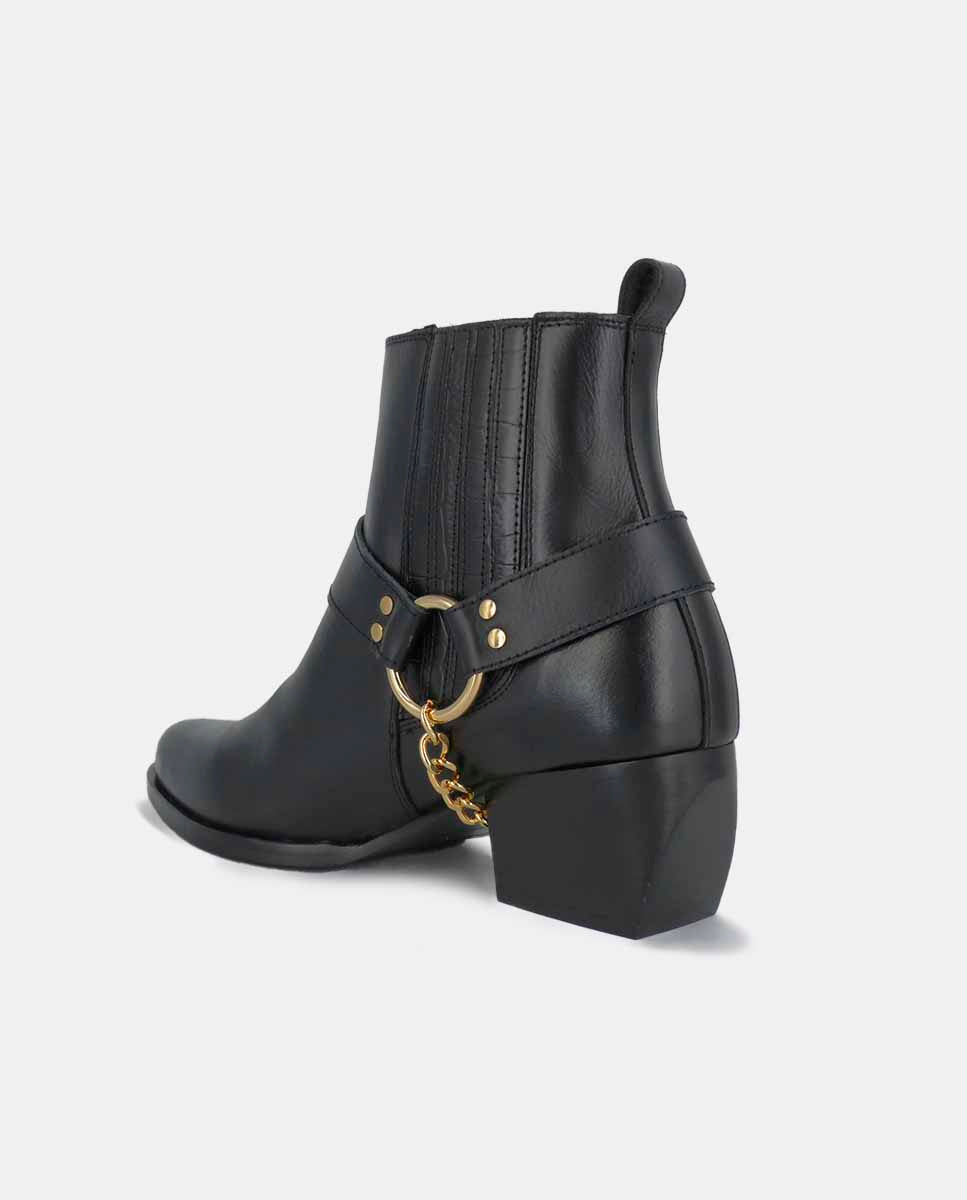 Leather heeled ankle boot | Elise Black