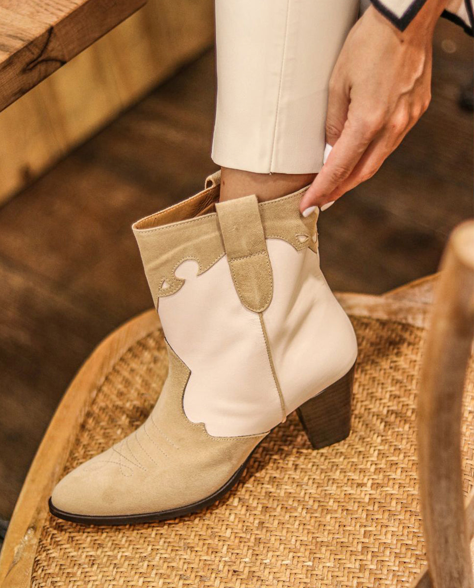 Lara Sand &amp;amp; Nude Ankle Boots