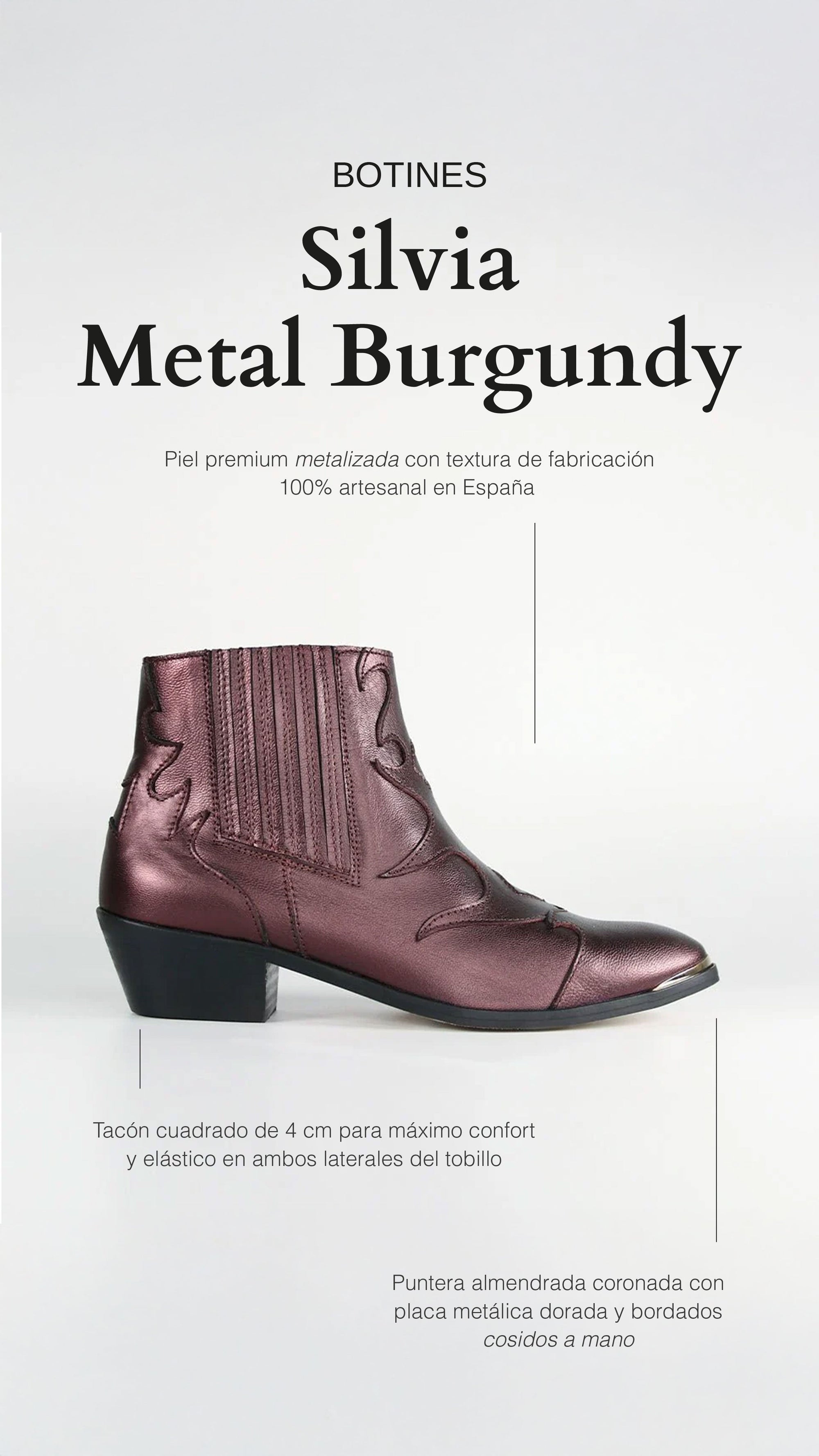 Botines Silvia Metal Burgundy - cuchy.es