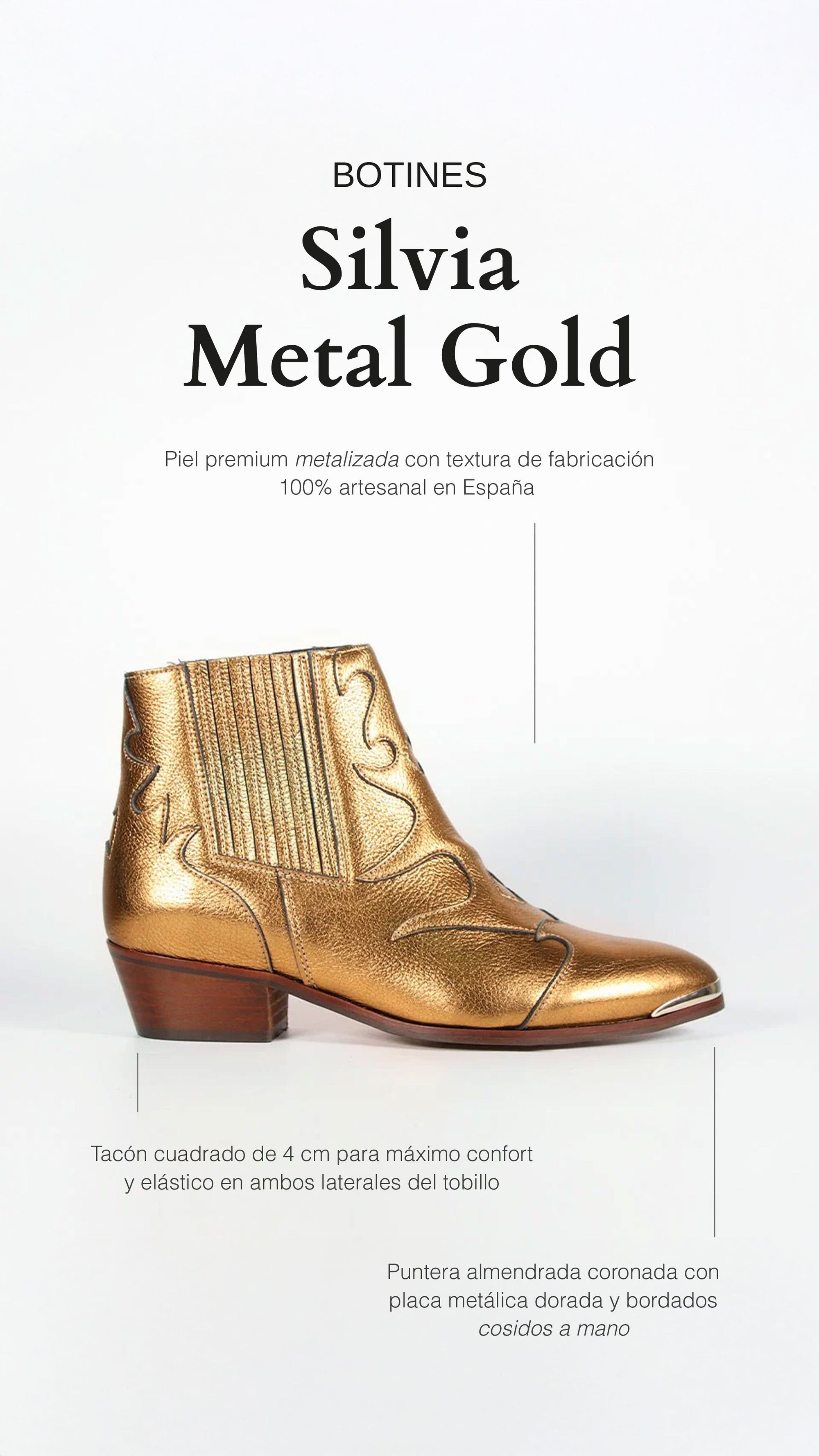 Botines Silvia Metal Gold - cuchy.es