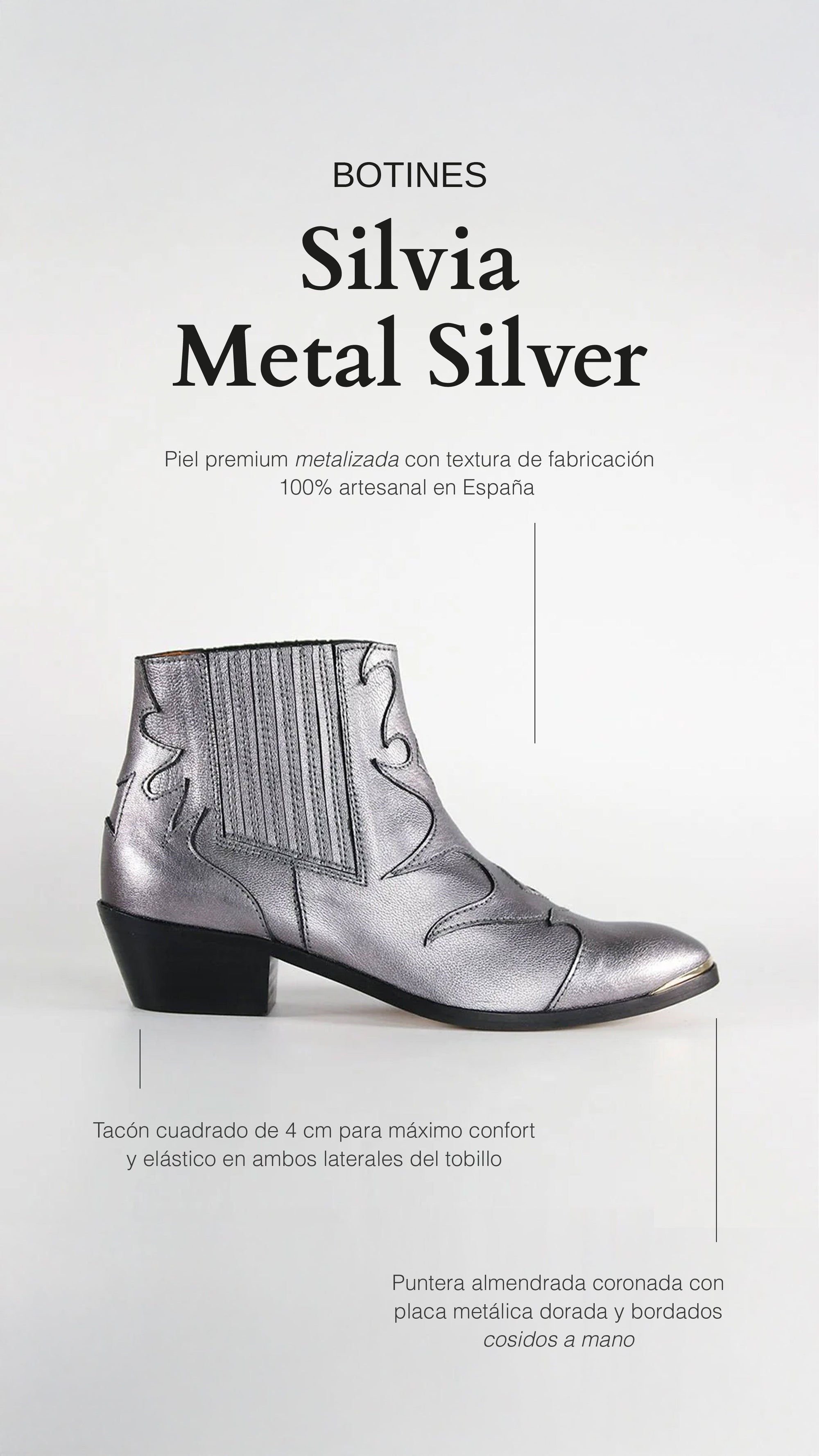 Botines Silvia Metal Silver - cuchy.es