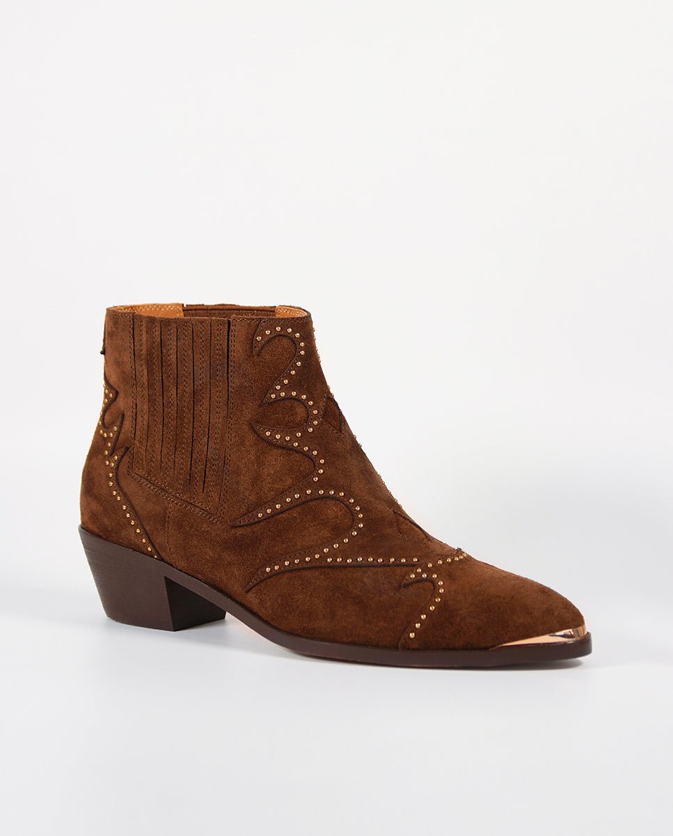 Botines Silvia Punk Coñac - cuchy.es