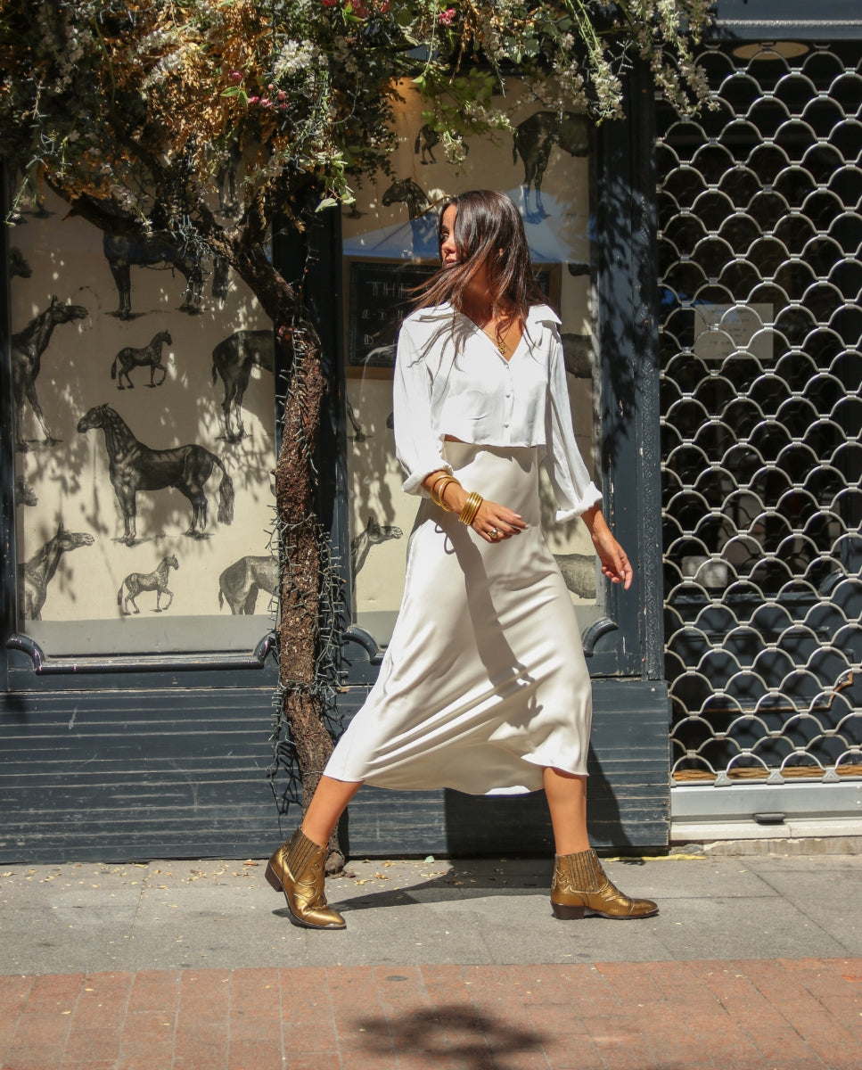 Silvia Metal Gold Ankle Boots