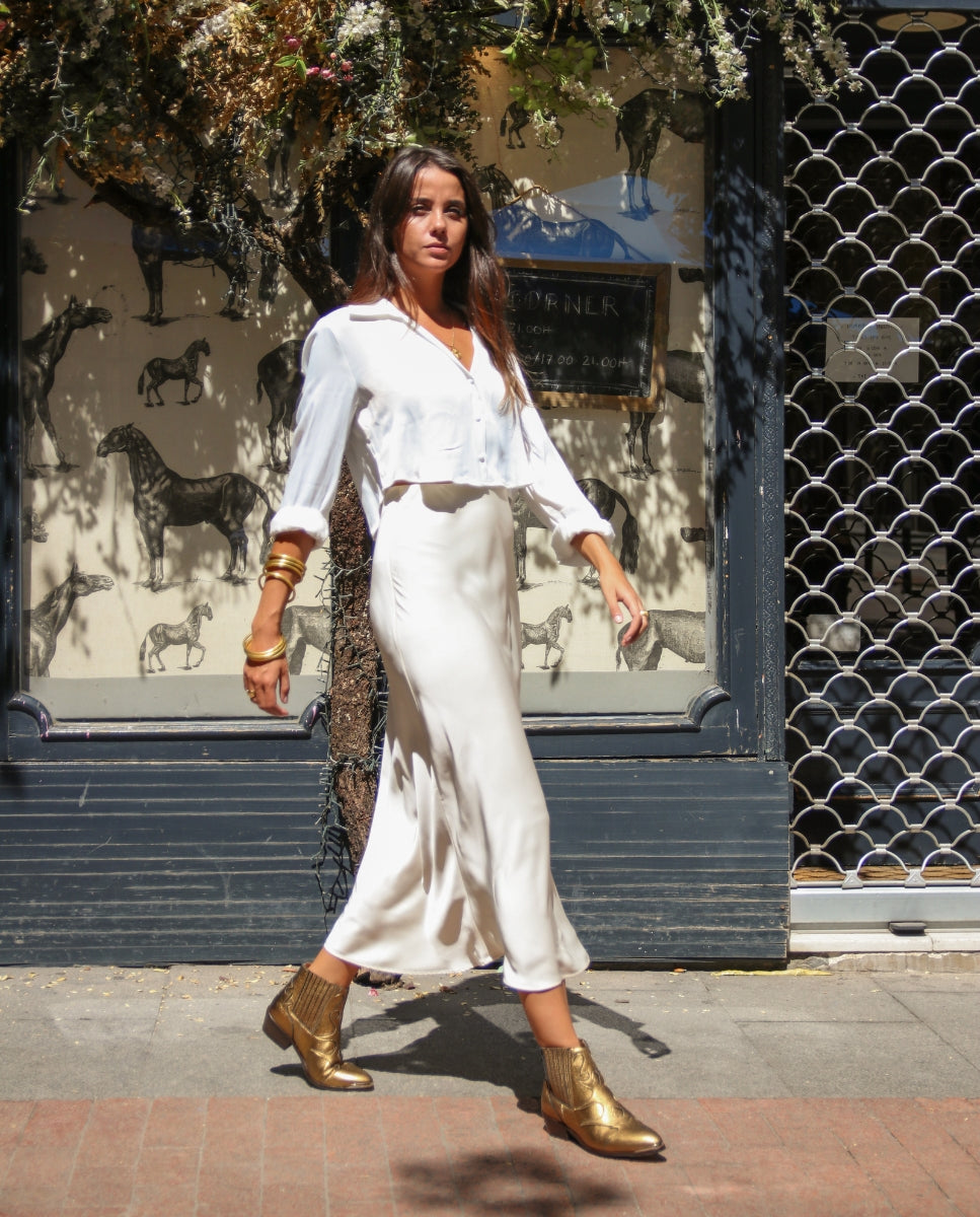 Silvia Metal Gold Ankle Boots