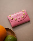 Jeweled leather wallet | Rodas Olive Leaves Nude