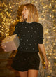 Knitted sweater with Strass rhinestones | olivia black